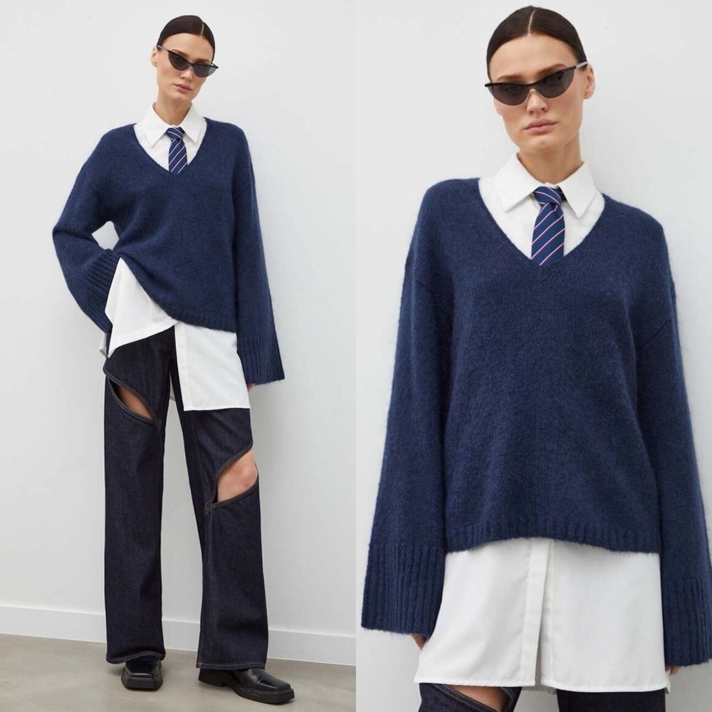 By Malene Birger Cimone Mohair-And-Wool Sweater Navy Sz XS